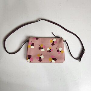 Kate Spade Jackson Leather Triple Gusset Dusk Buds Pink Floral Crossbody